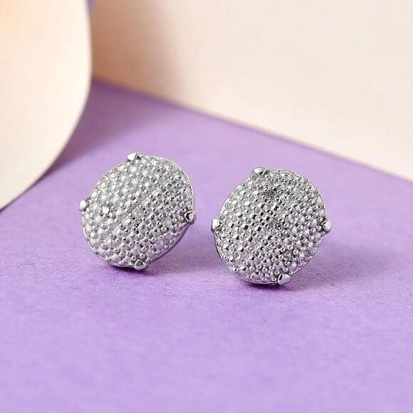 Karis, New, Stamped, Diamond Accent Stud Earrings in Platinum Bond - Picture 5 of 7